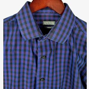 Kenneth‎ Cole Reaction Slim Fit Plaid Wrinkle Free Dress Shirt 16 1/2